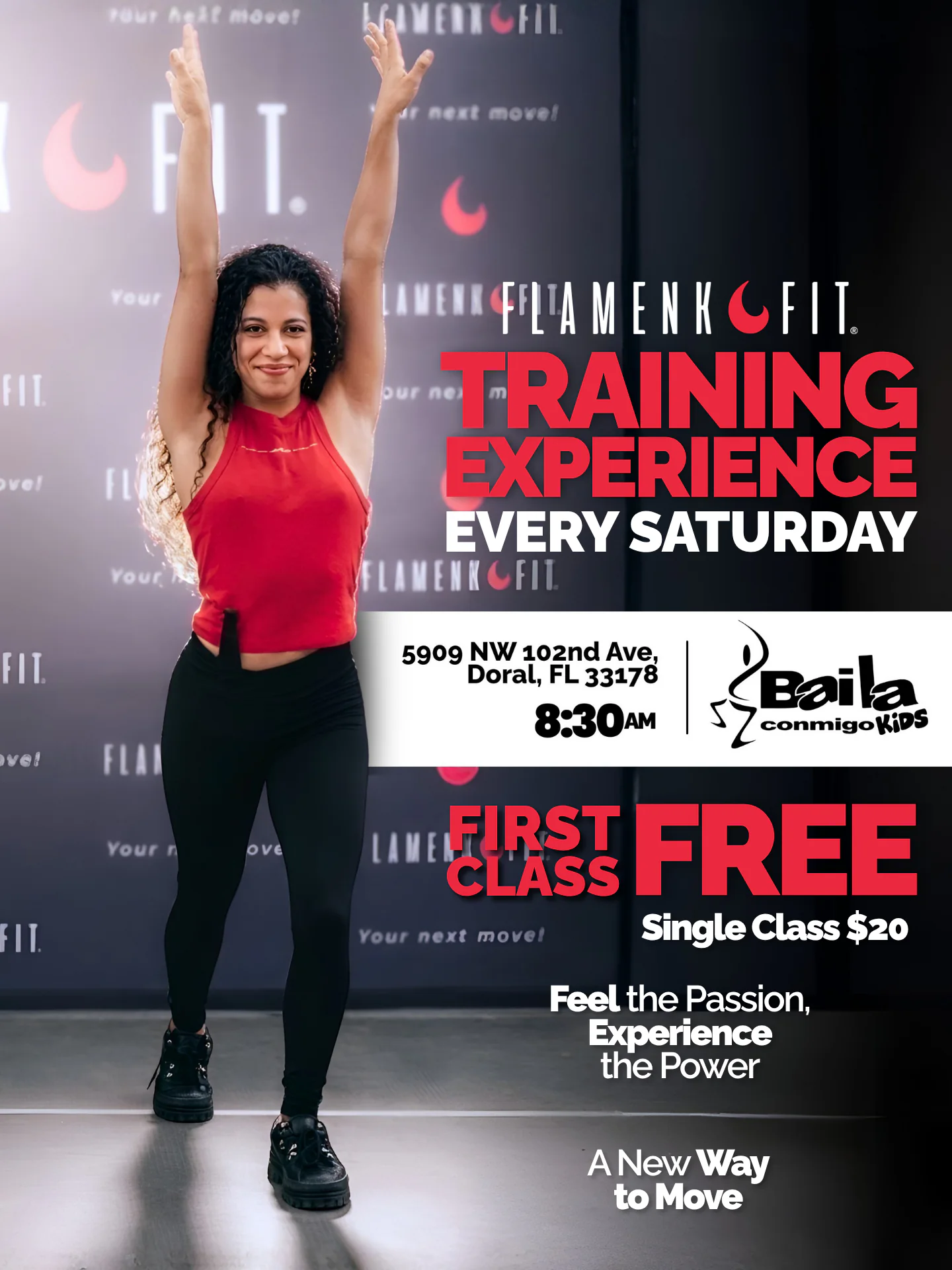 Alondra Matamoros en la experiencia de entrenamiento FlamenkFit en Baila Conmigo